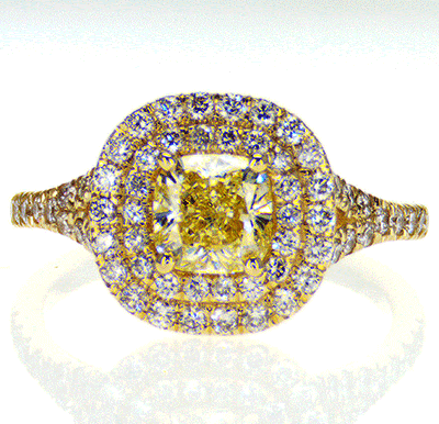Yellow Gold engagement ring and Yellow 1Ct Cushion center