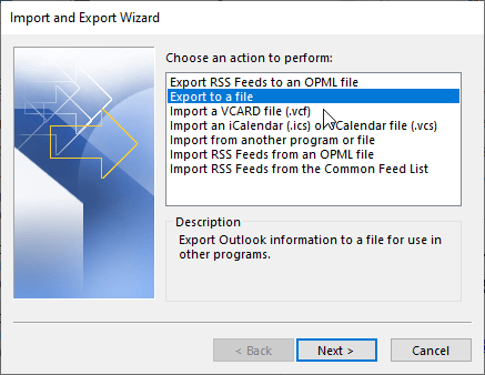 Convert OST into PST via Outlook Import Export Wizard