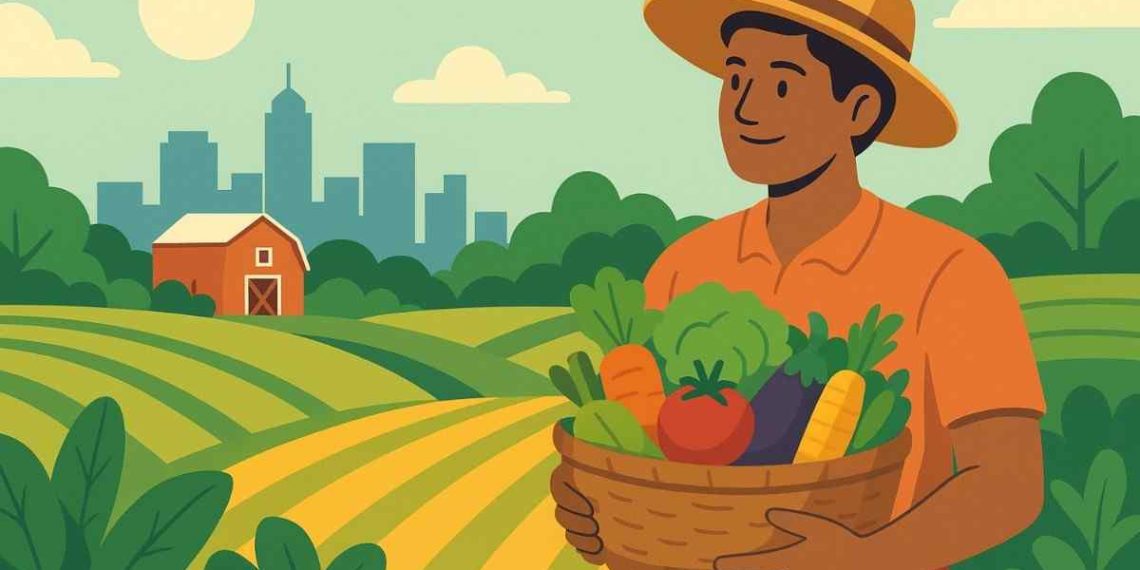 Farmer-holding-basket-of-vegetables